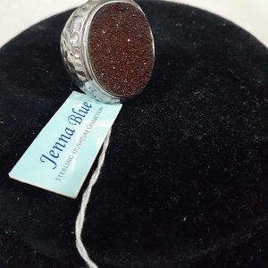 JENNA BLUE RED DRUZY STERLING SILVER 925 RING